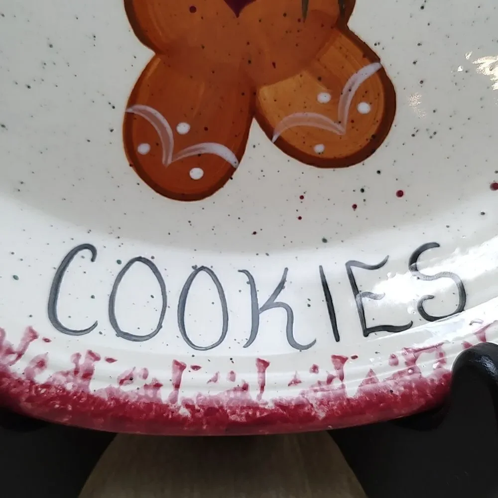Vintage Santa's Cookies Plate Gingerbread Man Oval Scalloped Dish 1990's